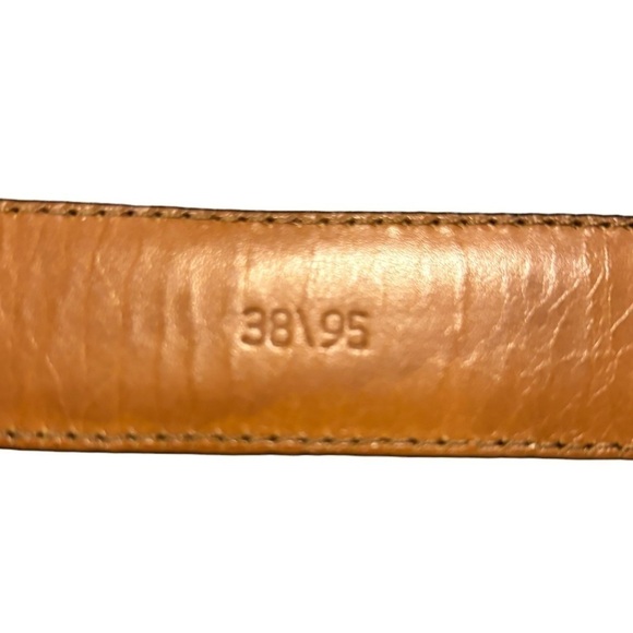 Brown Croc Alligator Grain Cowhide Leather Belt Bold Brass Buckle 36-40" Waist - Picture 4 of 12